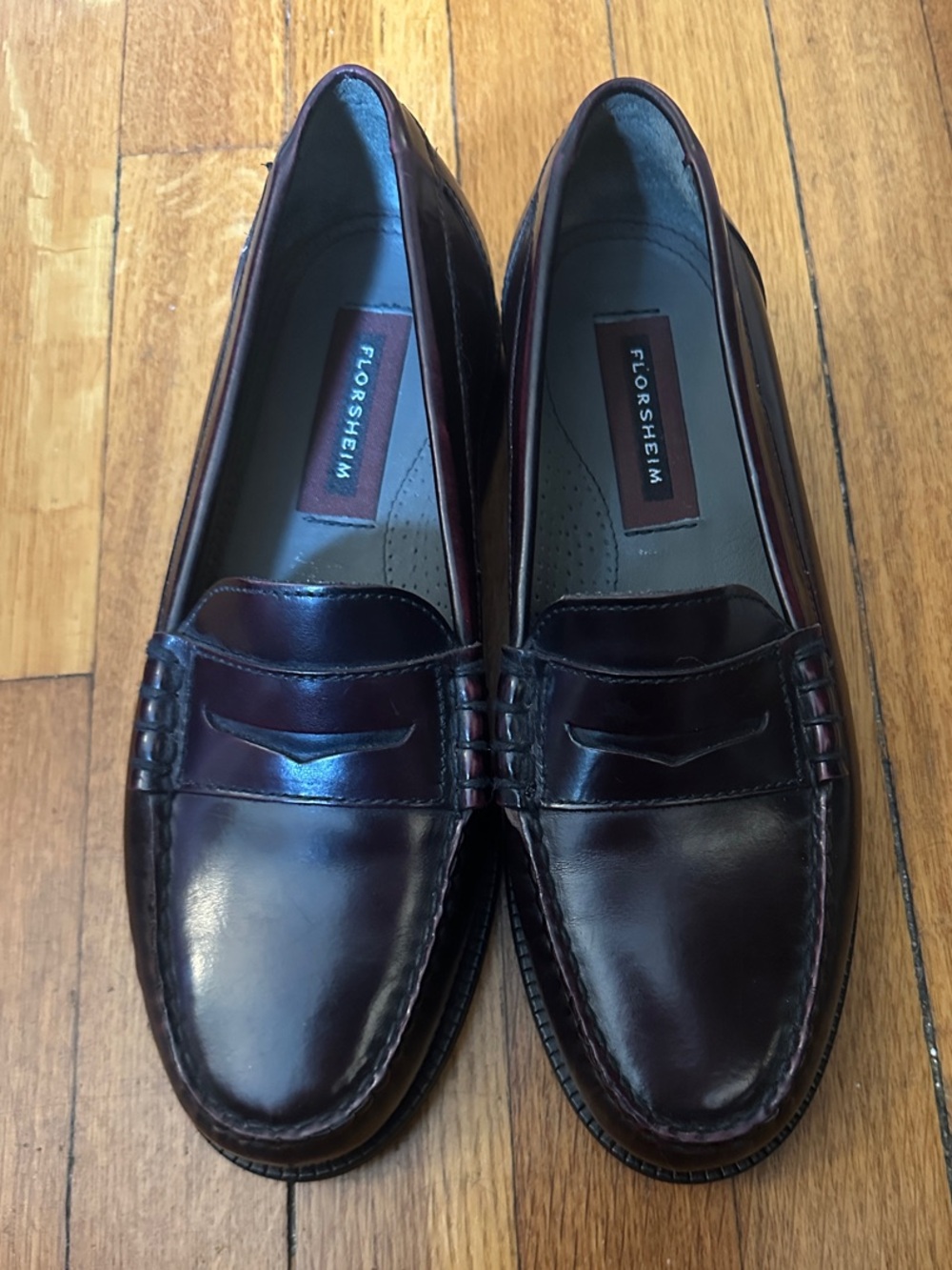 Florsheim Men’s Dark Burgundy Leather Penny Loafers